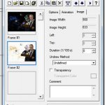 Microsoft GIF Animator nastavení časování