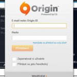 Origin přihlášení