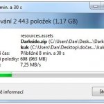 windows ZIP průběh rozbalování